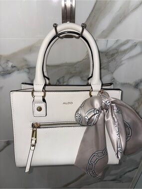ALDO white leather purse with satin bow